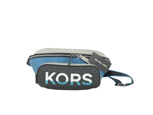 Michael Kors Cooper Large Blue Multi Leather Embroidered Logo Utility Belt Bag - Ora And Co.