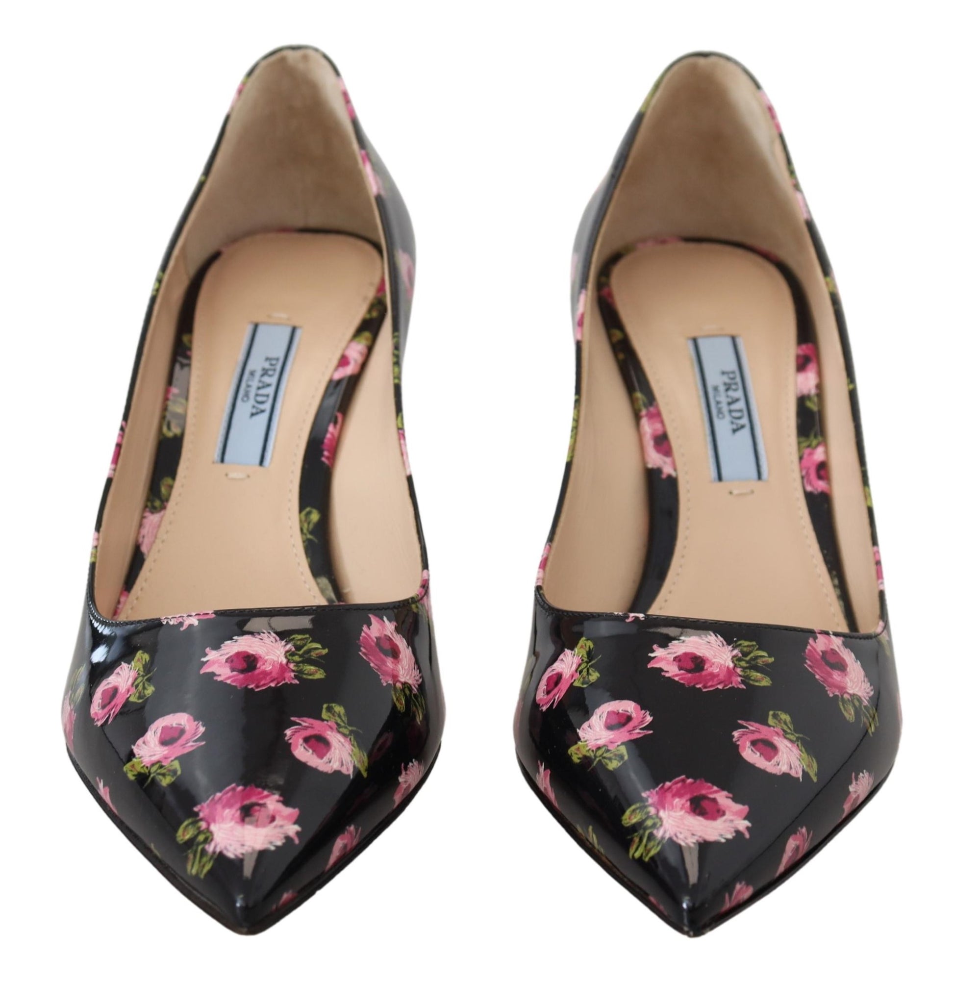 Prada Elegant Floral Print Leather Pumps - Ora And Co.