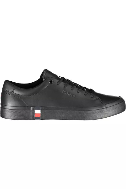 Tommy Hilfiger Black Leather Men Sneaker - Ora And Co.