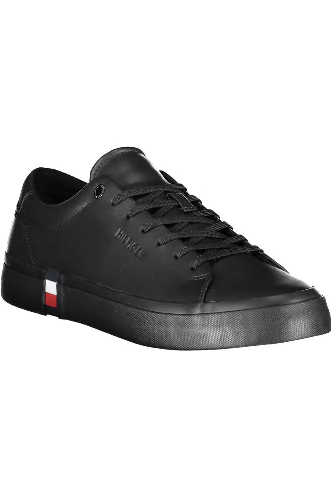 Tommy Hilfiger Black Leather Men Sneaker - Ora And Co.