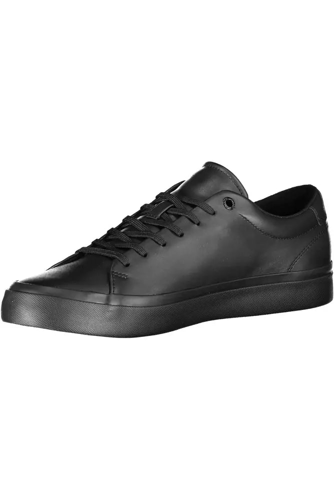 Tommy Hilfiger Black Leather Men Sneaker - Ora And Co.