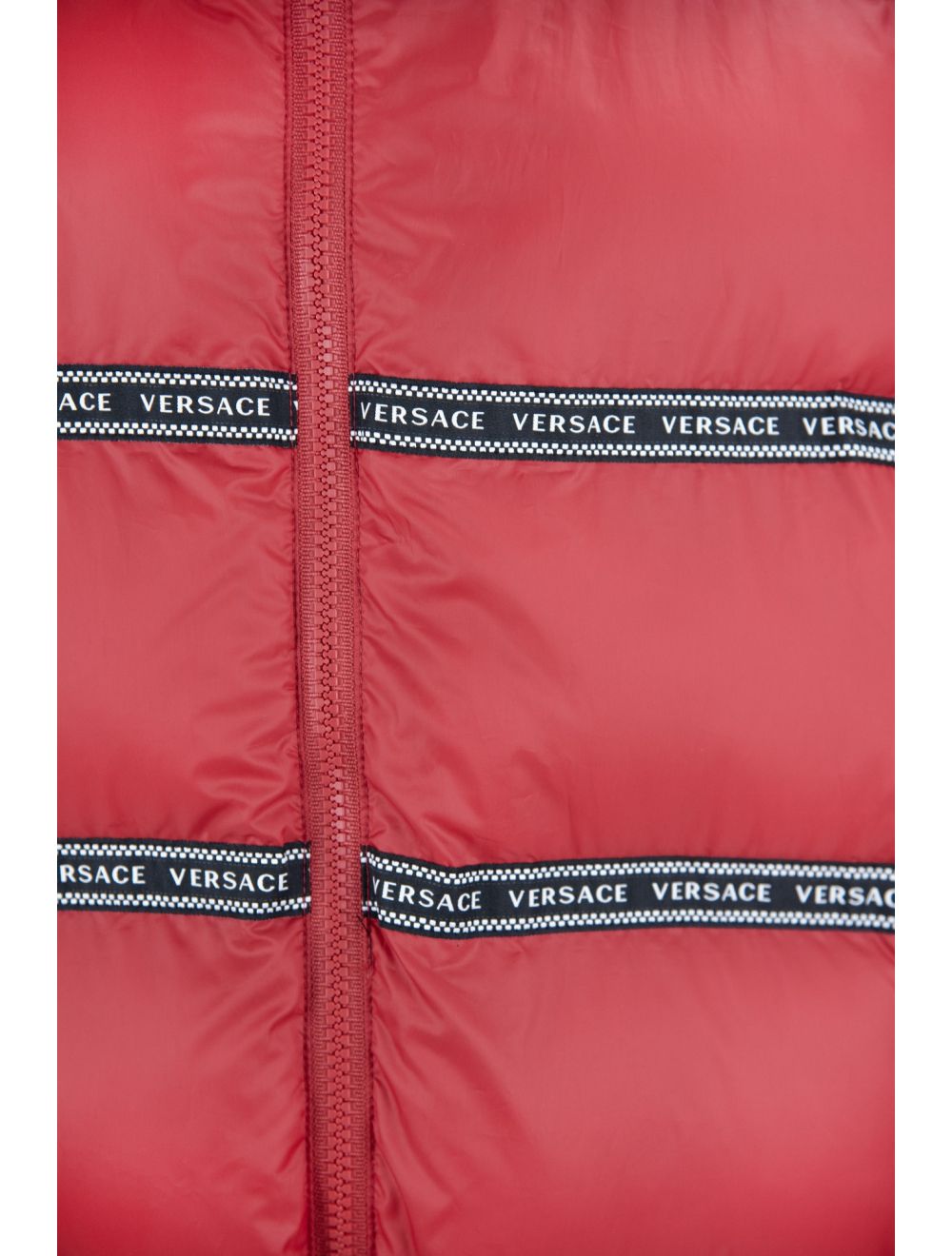 Elegant Red Versace Logo Vest with Detachable Hood - Ora And Co.