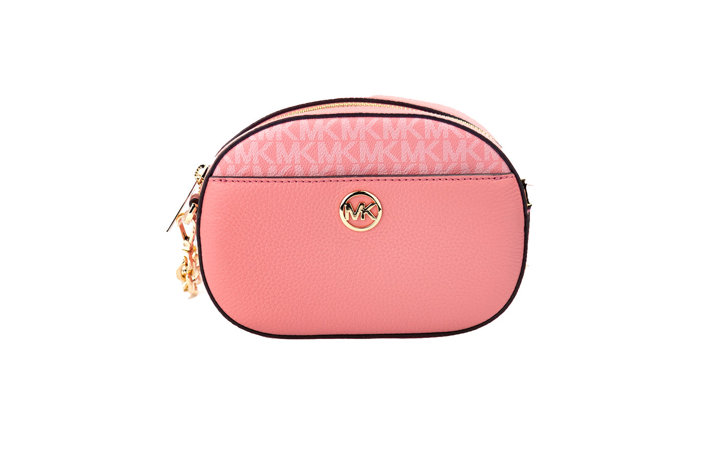 Michael Kors Jet Set Glam Tea Rose Leather Oval Crossbody Handbag Purse - Ora And Co.