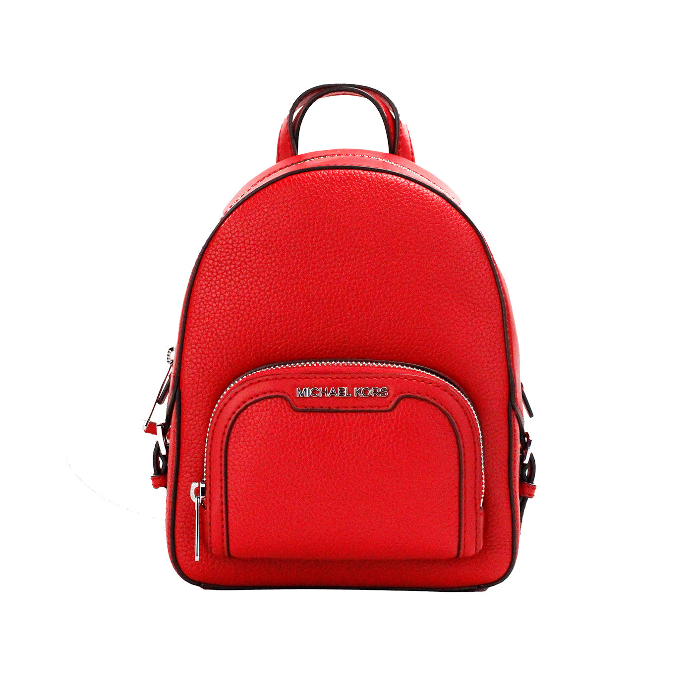 Michael Kors Jaycee Mini XS Bright Red Pebbled Leather Zip Pocket Backpack Bag - Ora And Co.