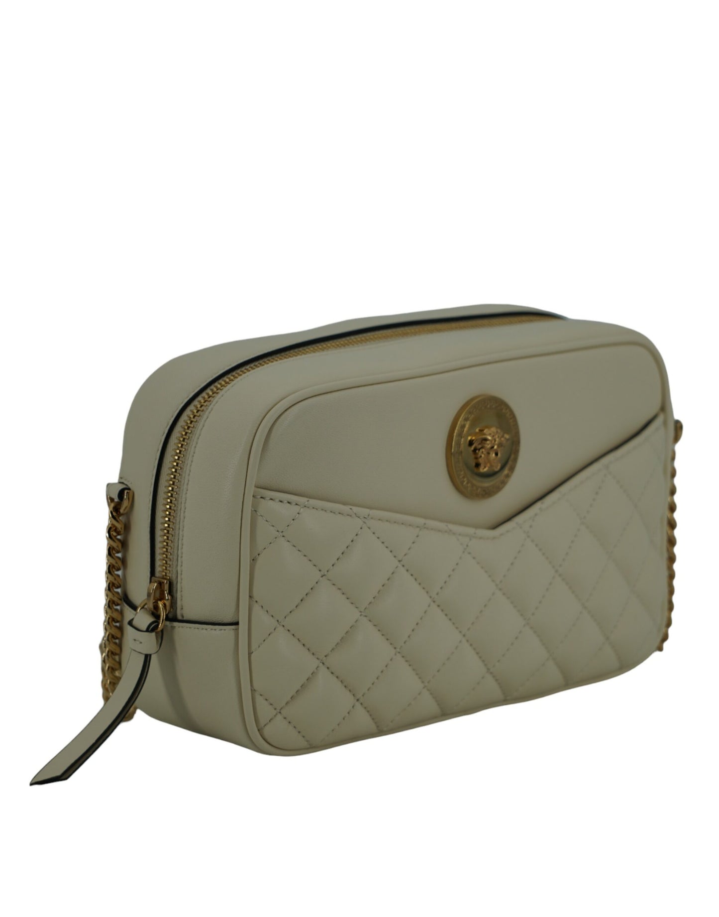 Versace Elegant White Leather Camera Shoulder Bag - Ora And Co.