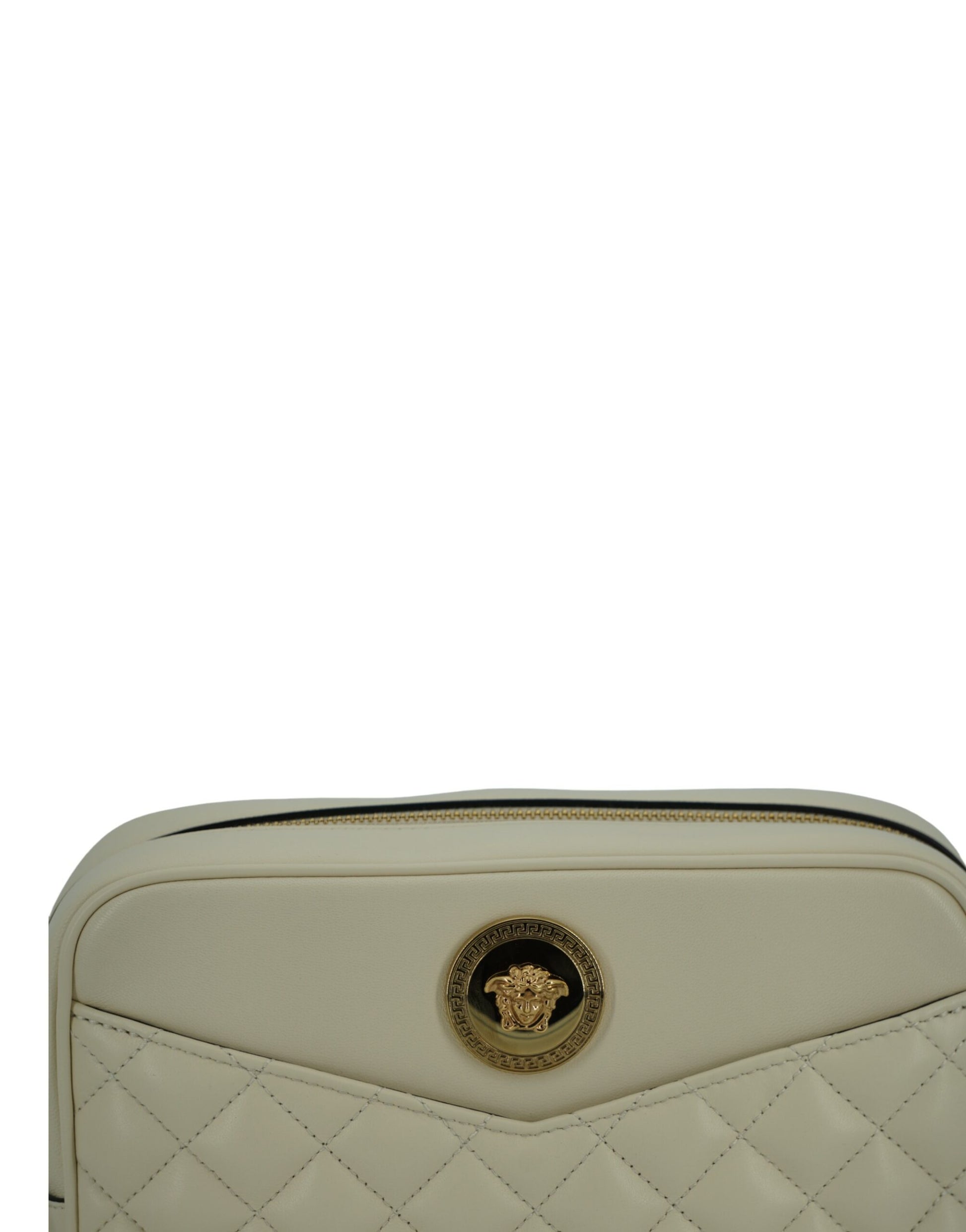 Versace Elegant White Leather Camera Shoulder Bag - Ora And Co.