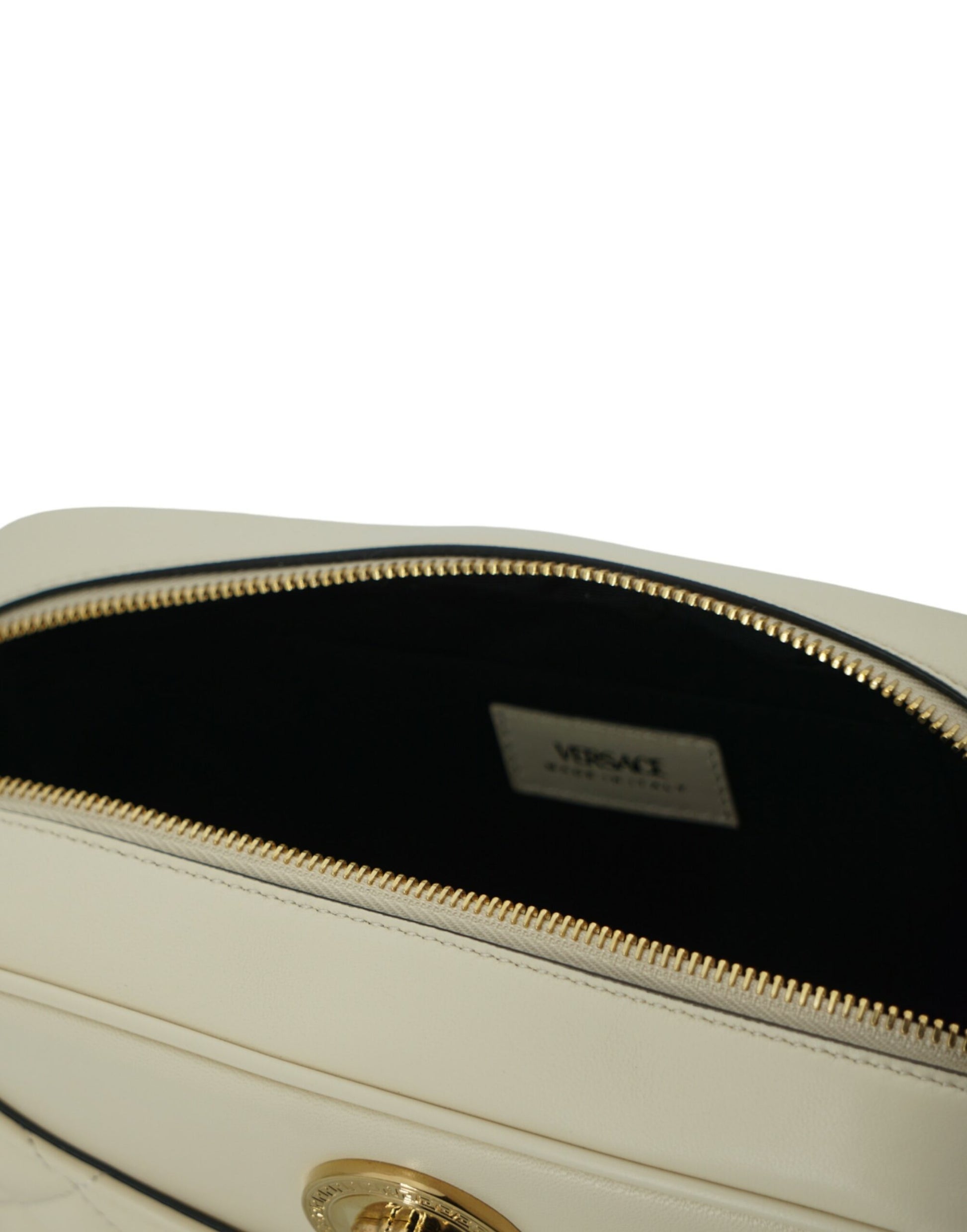 Versace Elegant White Leather Camera Shoulder Bag - Ora And Co.