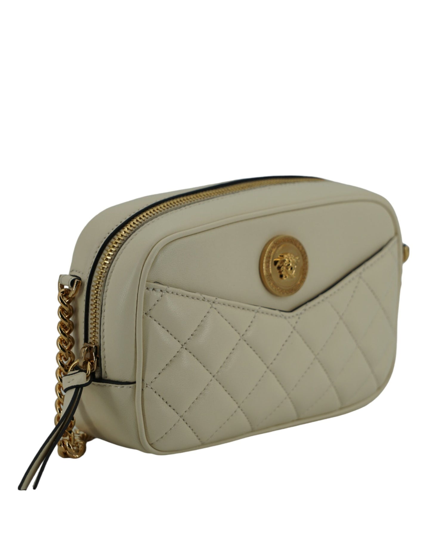 Versace Elegant White Lamb Leather Camera Bag - Ora And Co.