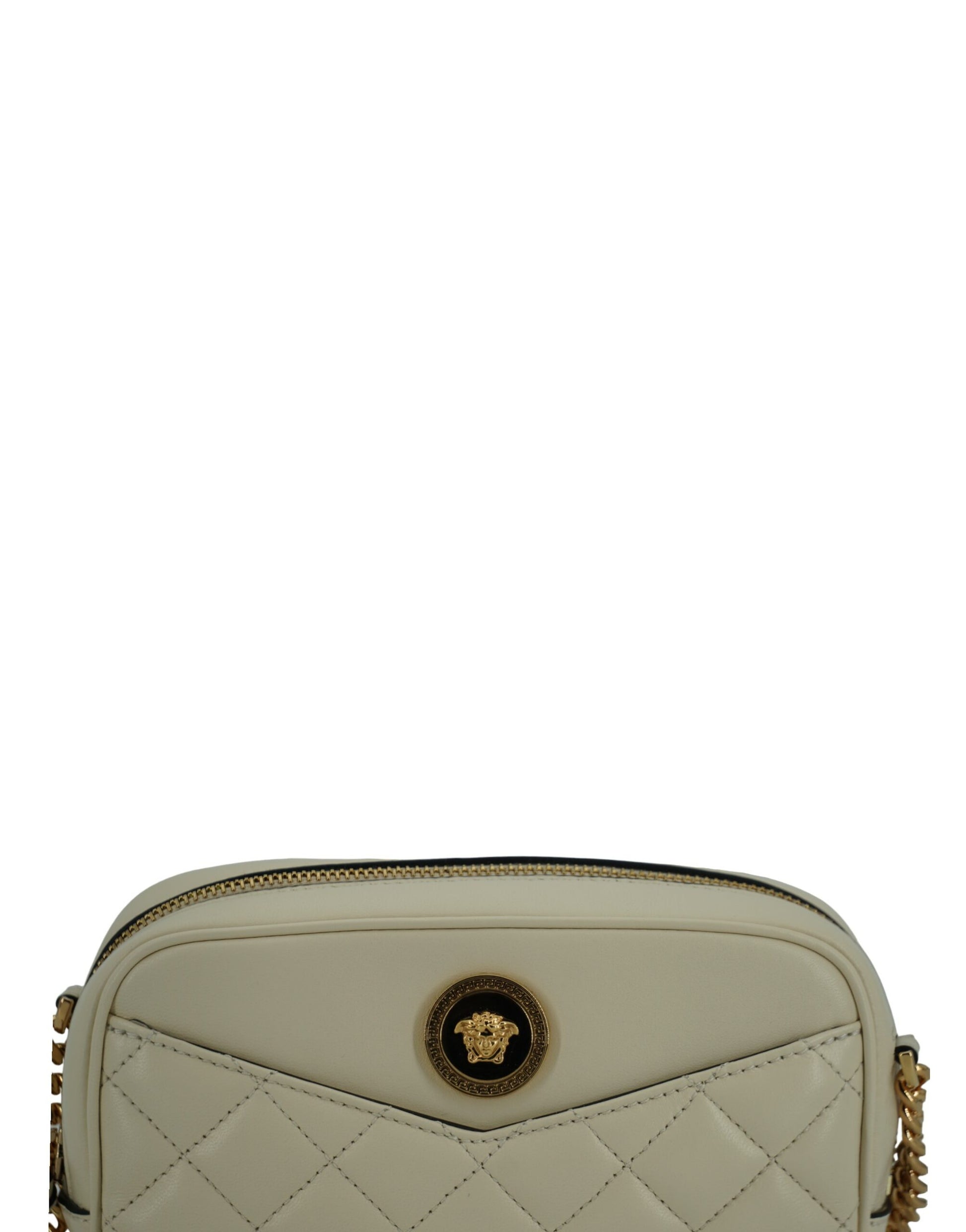 Versace Elegant White Lamb Leather Camera Bag - Ora And Co.