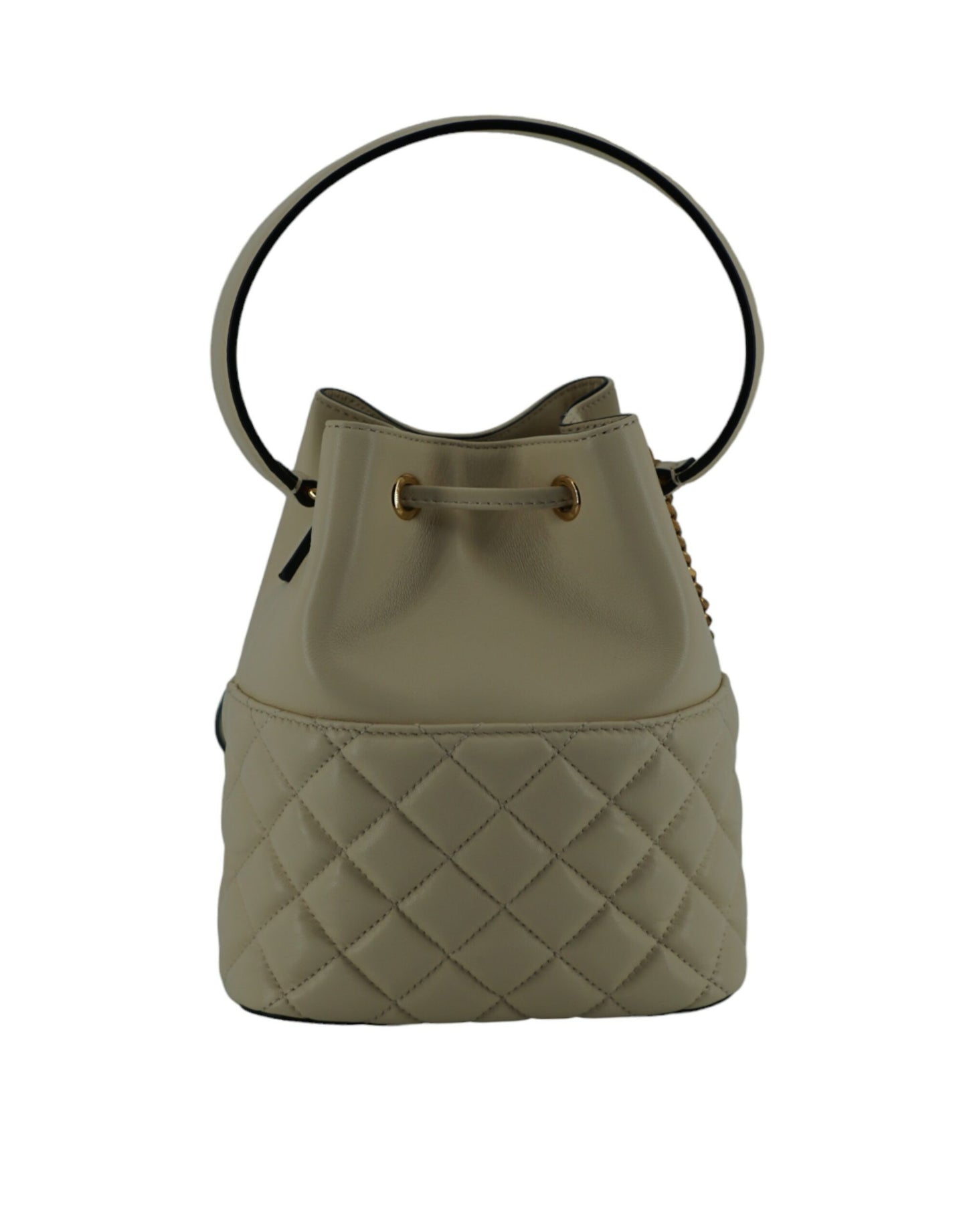 Versace Elegant Small White Leather Bucket Shoulder Bag - Ora And Co.