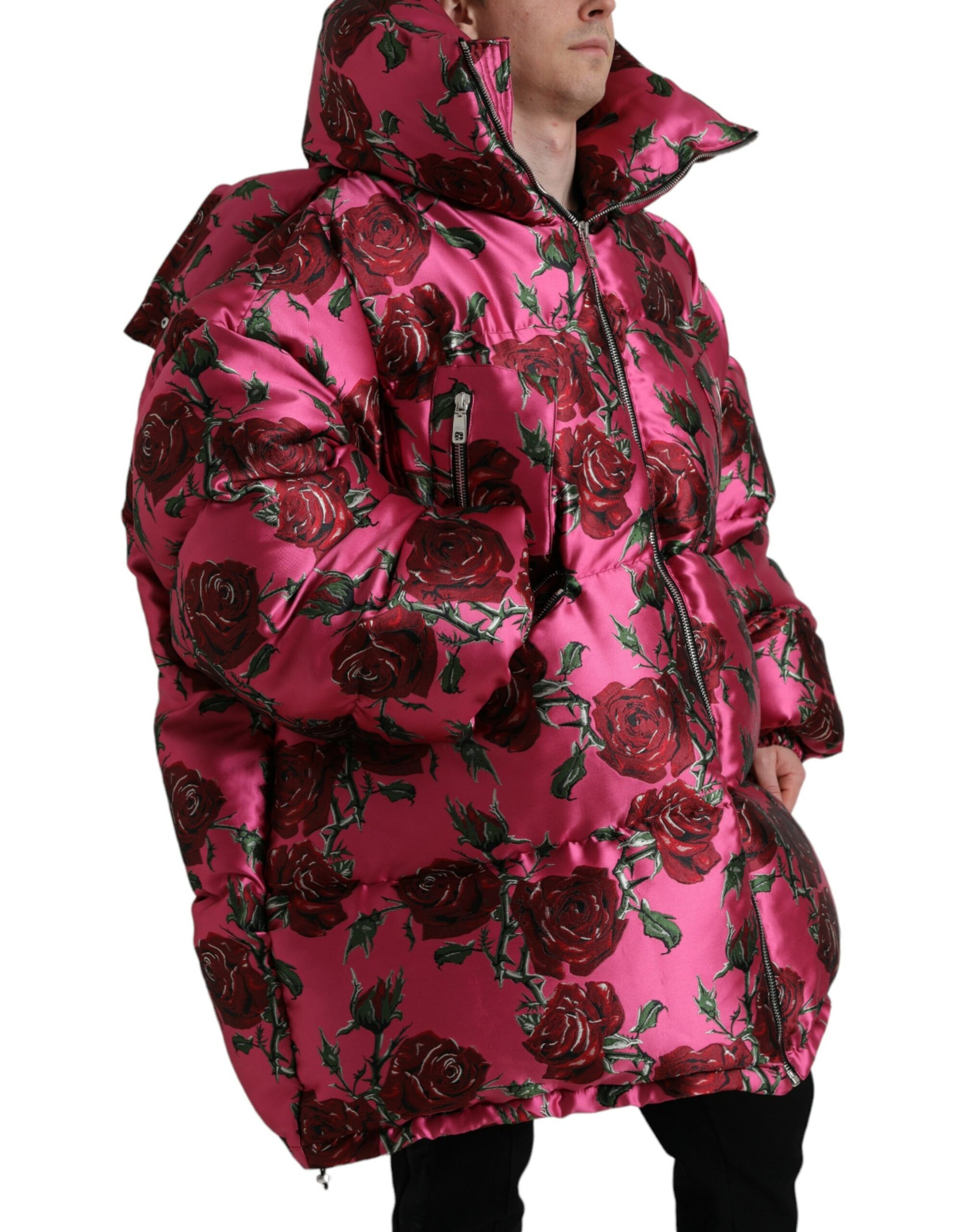 Dolce & Gabbana Elegant Rose Print Quilted Jacket - Ora And Co.