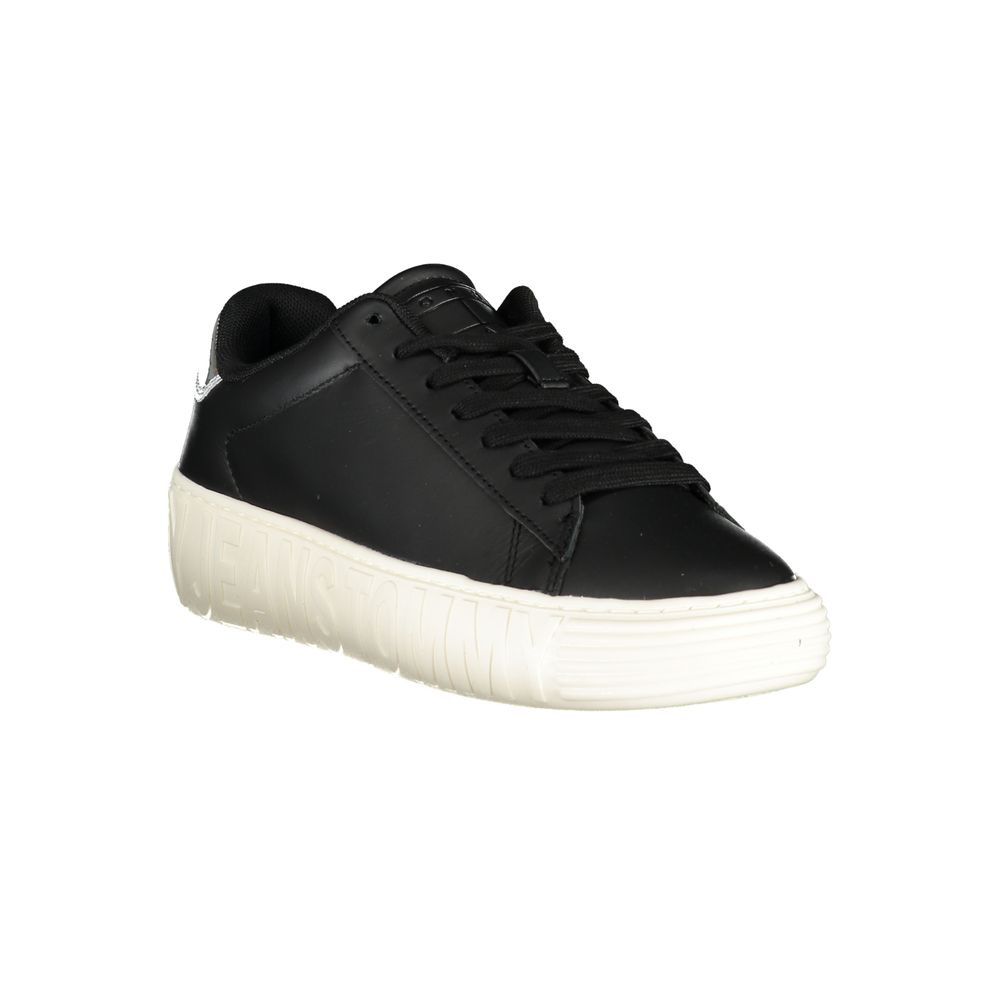 Tommy Hilfiger Black Leather Women Sneaker - Ora And Co.