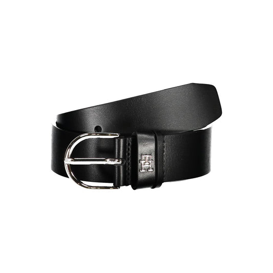 Tommy Hilfiger Chic Black Leather Belt with Metal Buckle - Ora And Co.