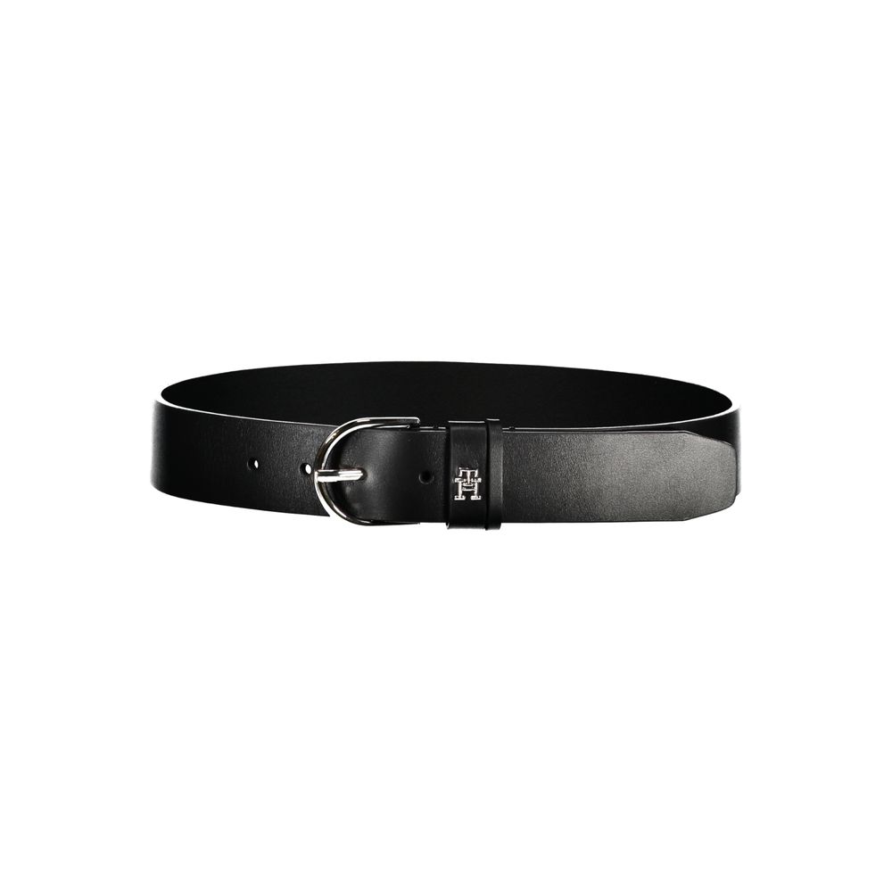 Tommy Hilfiger Chic Black Leather Belt with Metal Buckle - Ora And Co.