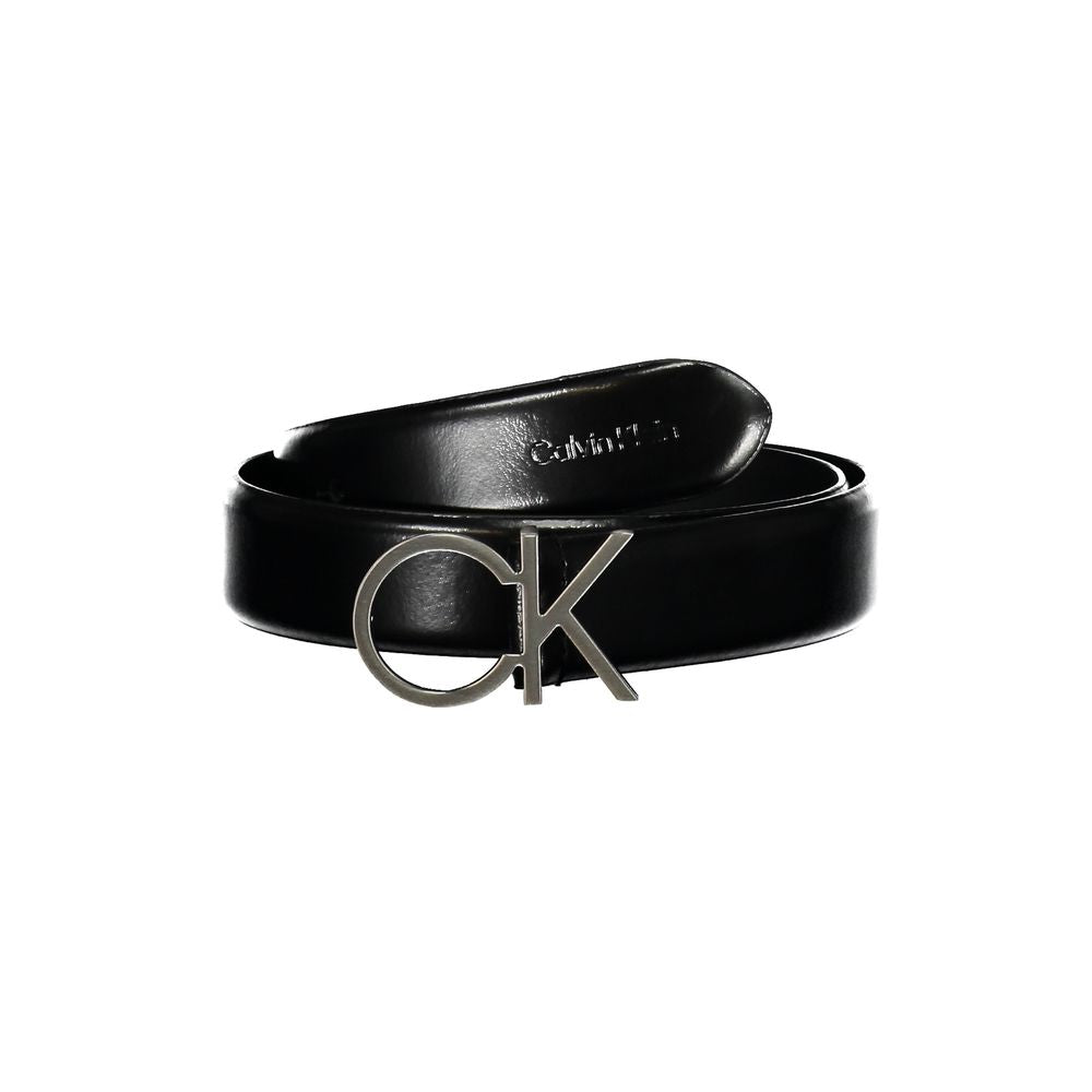 Calvin Klein Elegant Black Leather Belt with Metal Buckle - Ora And Co.