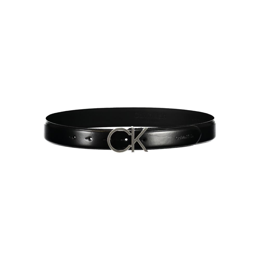 Calvin Klein Elegant Black Leather Belt with Metal Buckle - Ora And Co.