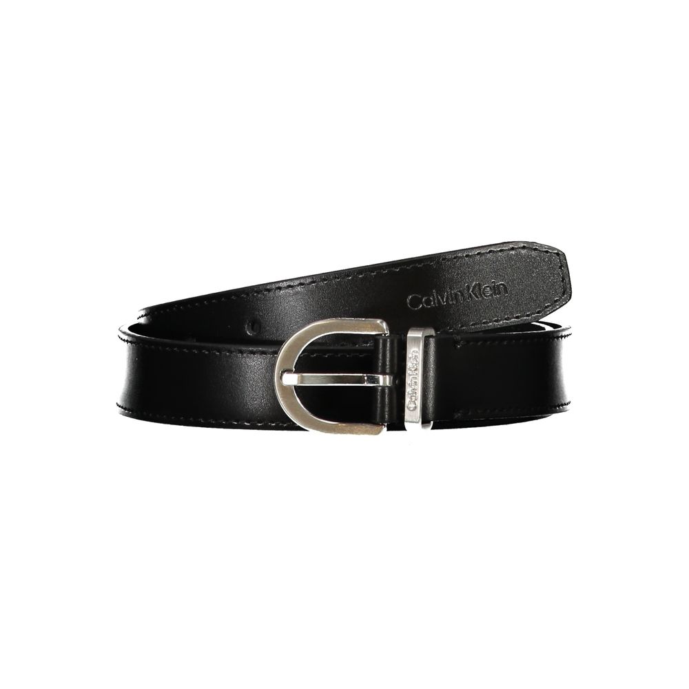 Calvin Klein Sleek Black Leather Belt with Metal Buckle - Ora And Co.