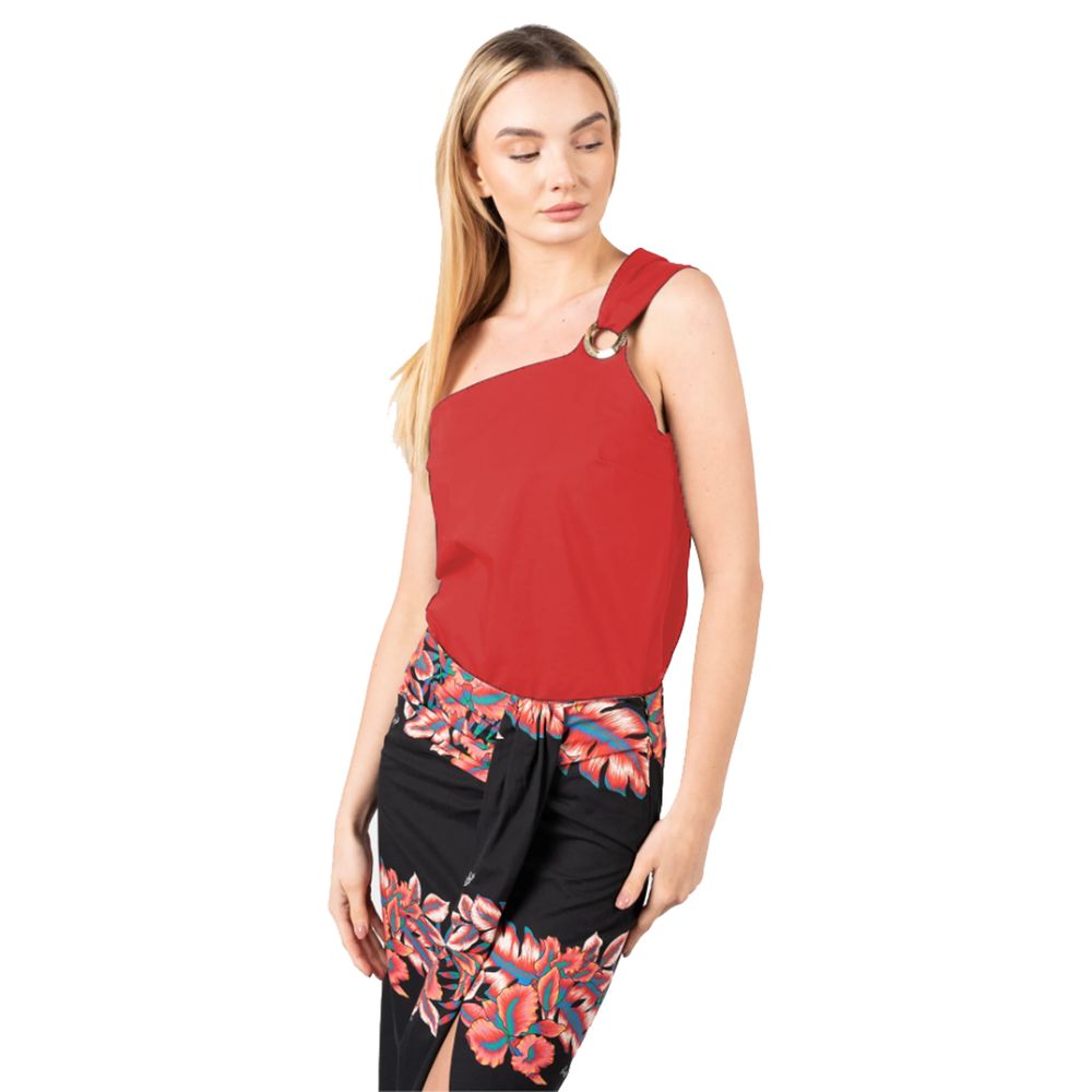 PINKO Chic Asymmetric Cotton Top with Logo Detail - Ora And Co.