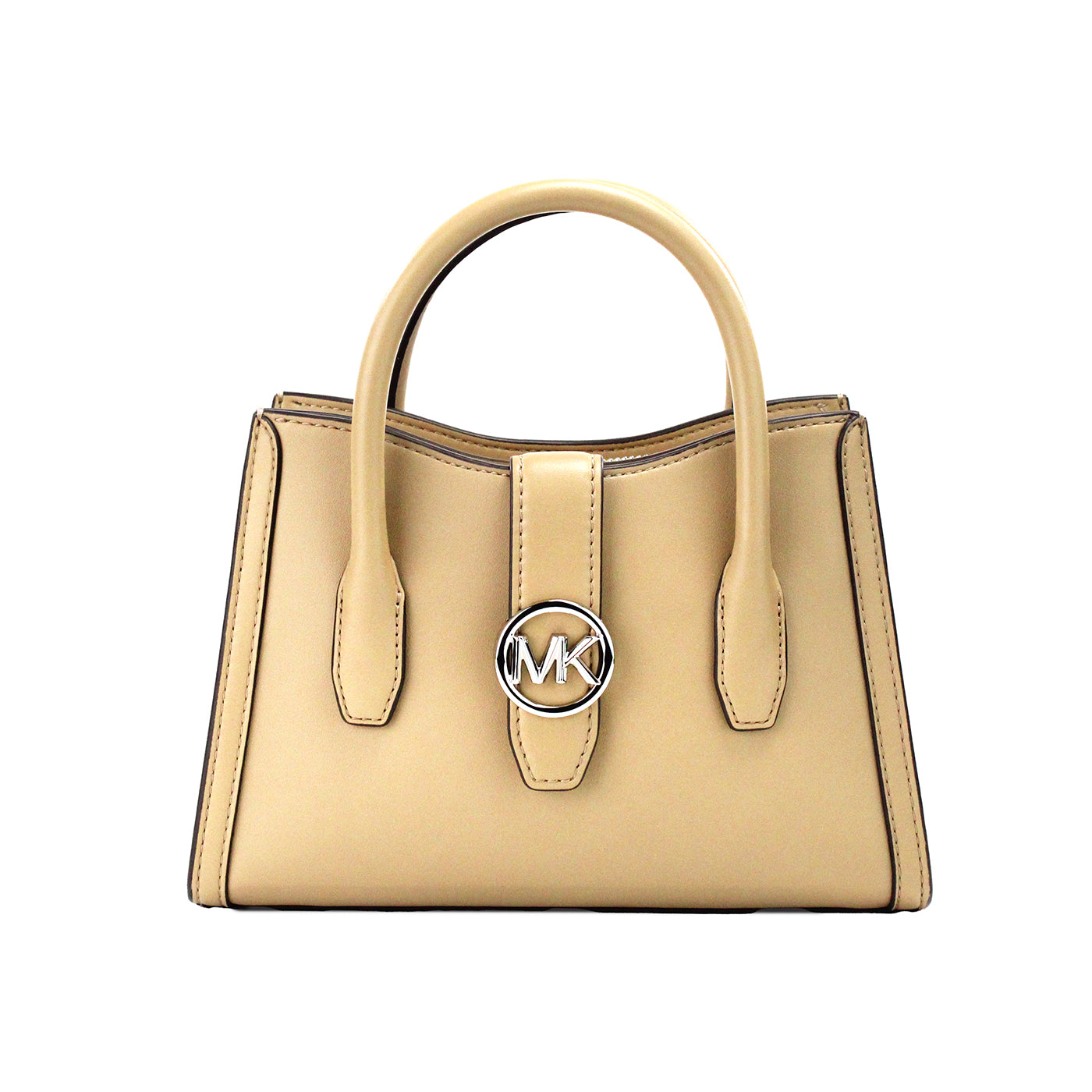 Michael Kors Gabby Small Camel Faux Leather Top Zip Satchel Crossbody Bag - Ora And Co.