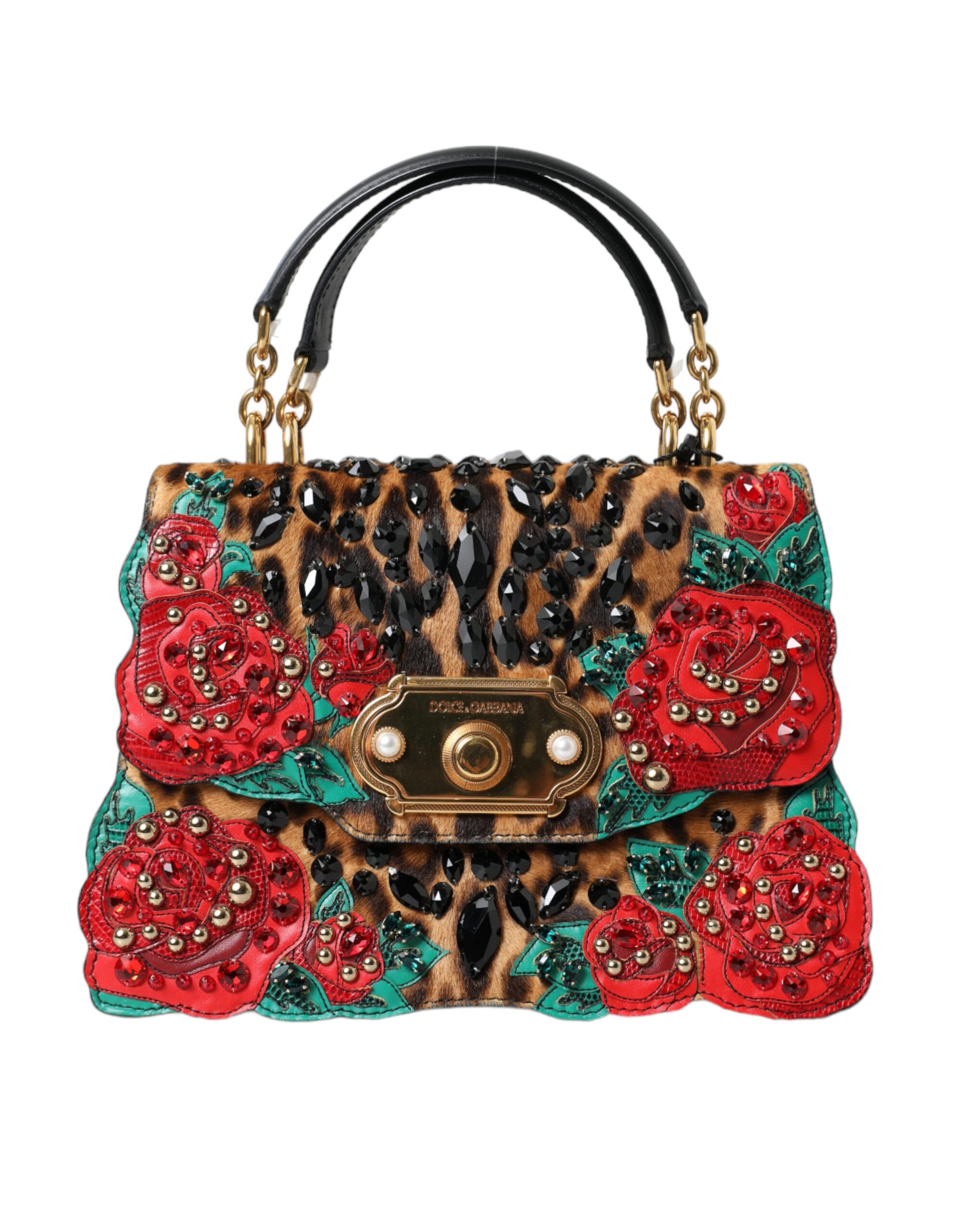 Dolce & Gabbana Chic Leopard Embellished Tote with Red Roses! - Ora And Co.