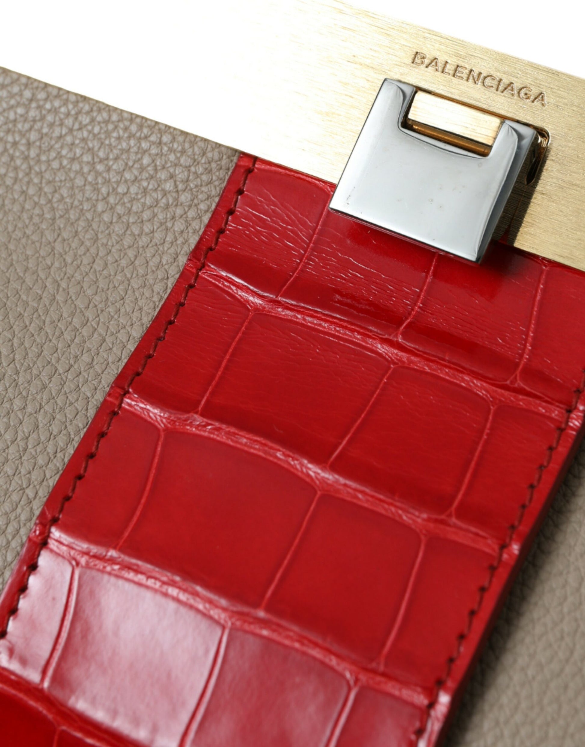 Balenciaga Two Tone Exotic Leather Clutch - Ora And Co.