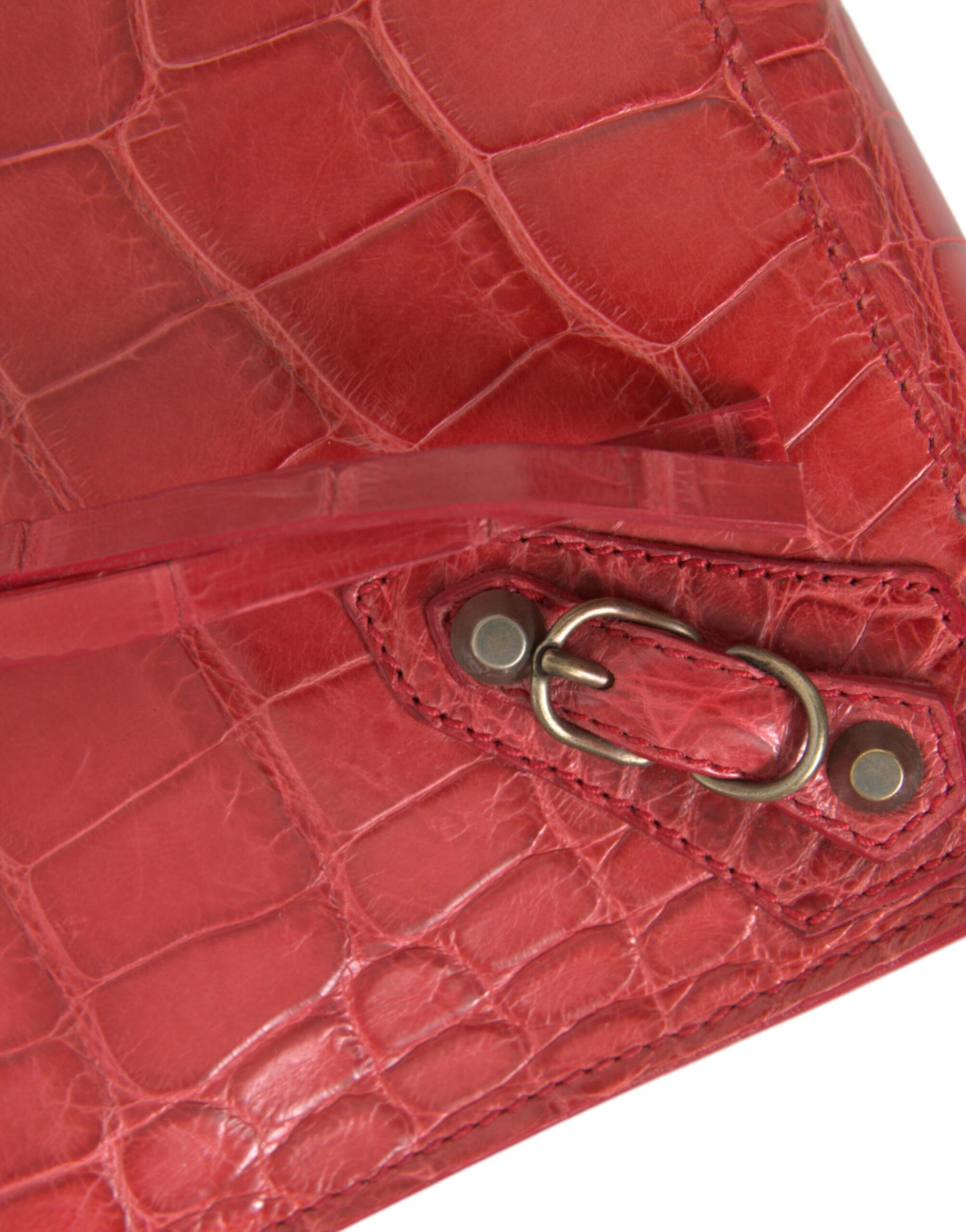 Balenciaga Exotic Red Alligator Leather Clutch - Ora And Co.