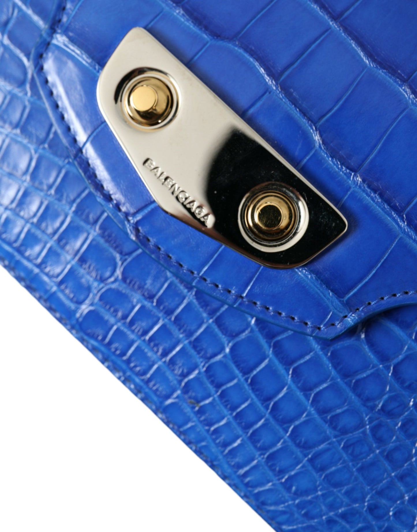 Balenciaga Alligator Skin Mini Shoulder Bag - Elegant Blue - Ora And Co.