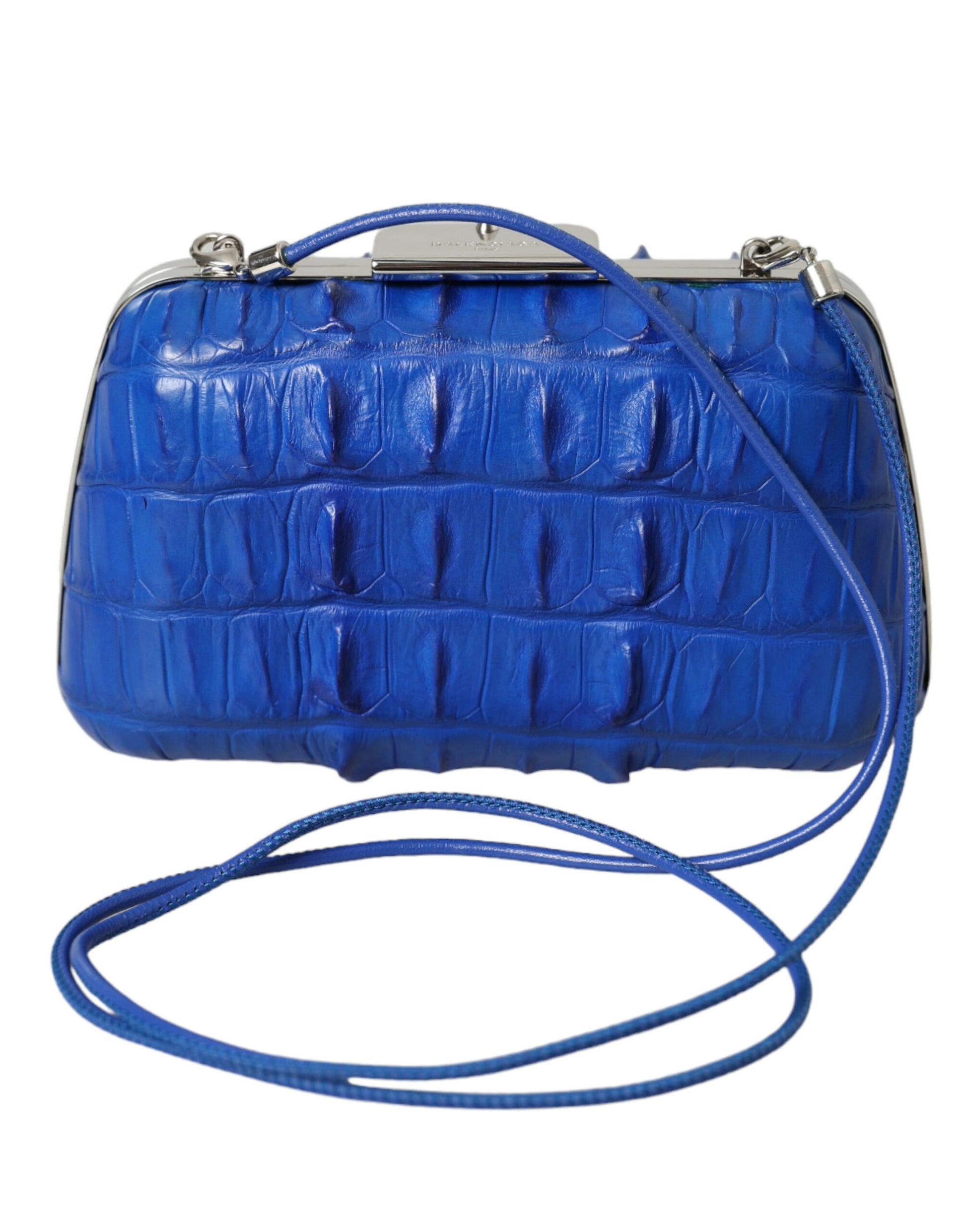 Balenciaga Electric Blue Crocodile Skin Clutch - Ora And Co.