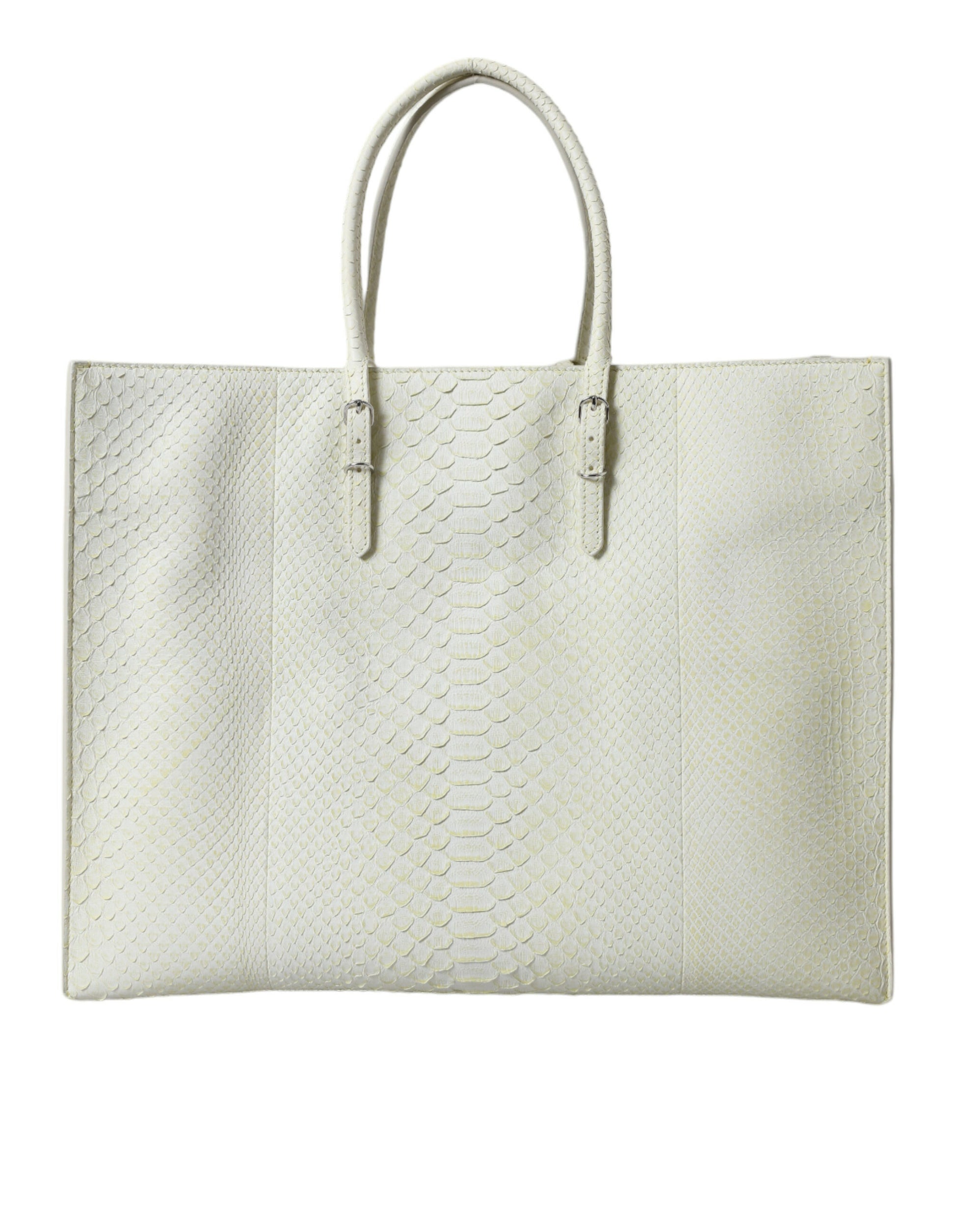 Balenciaga Chic Python Leather Tote in White & Yellow - Ora And Co.