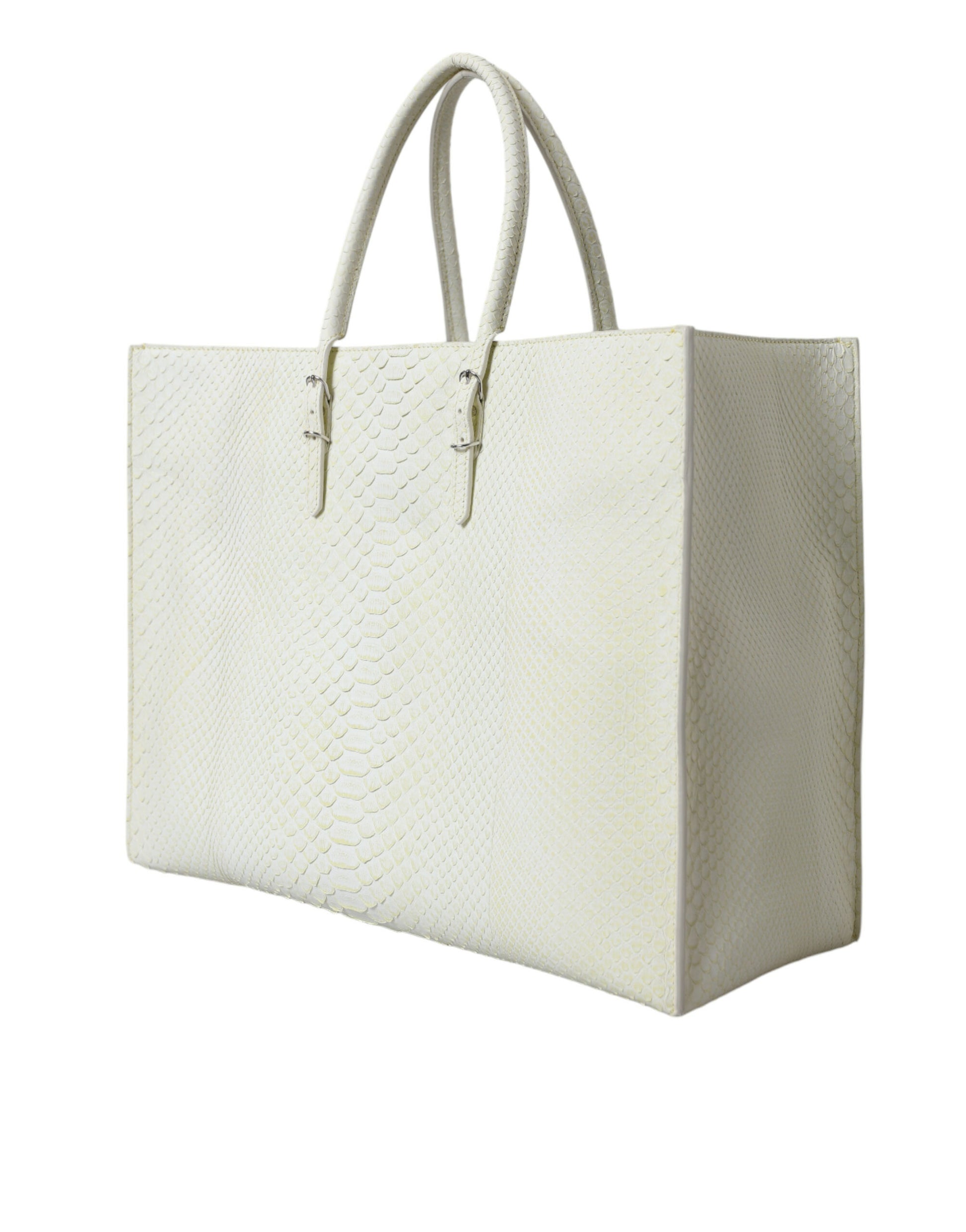 Balenciaga Chic Python Leather Tote in White & Yellow - Ora And Co.