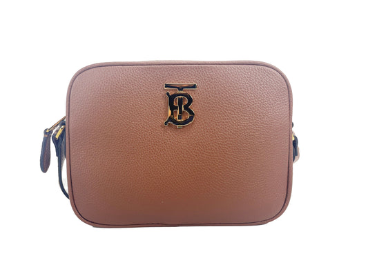 Burberry Small Leather Tan Camera Crossbody TB Logo Bag - Ora And Co.