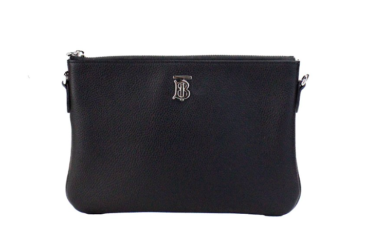 Burberry Peyton Monogram Black Leather Pouch Crossbody Bag Purse - Ora And Co.