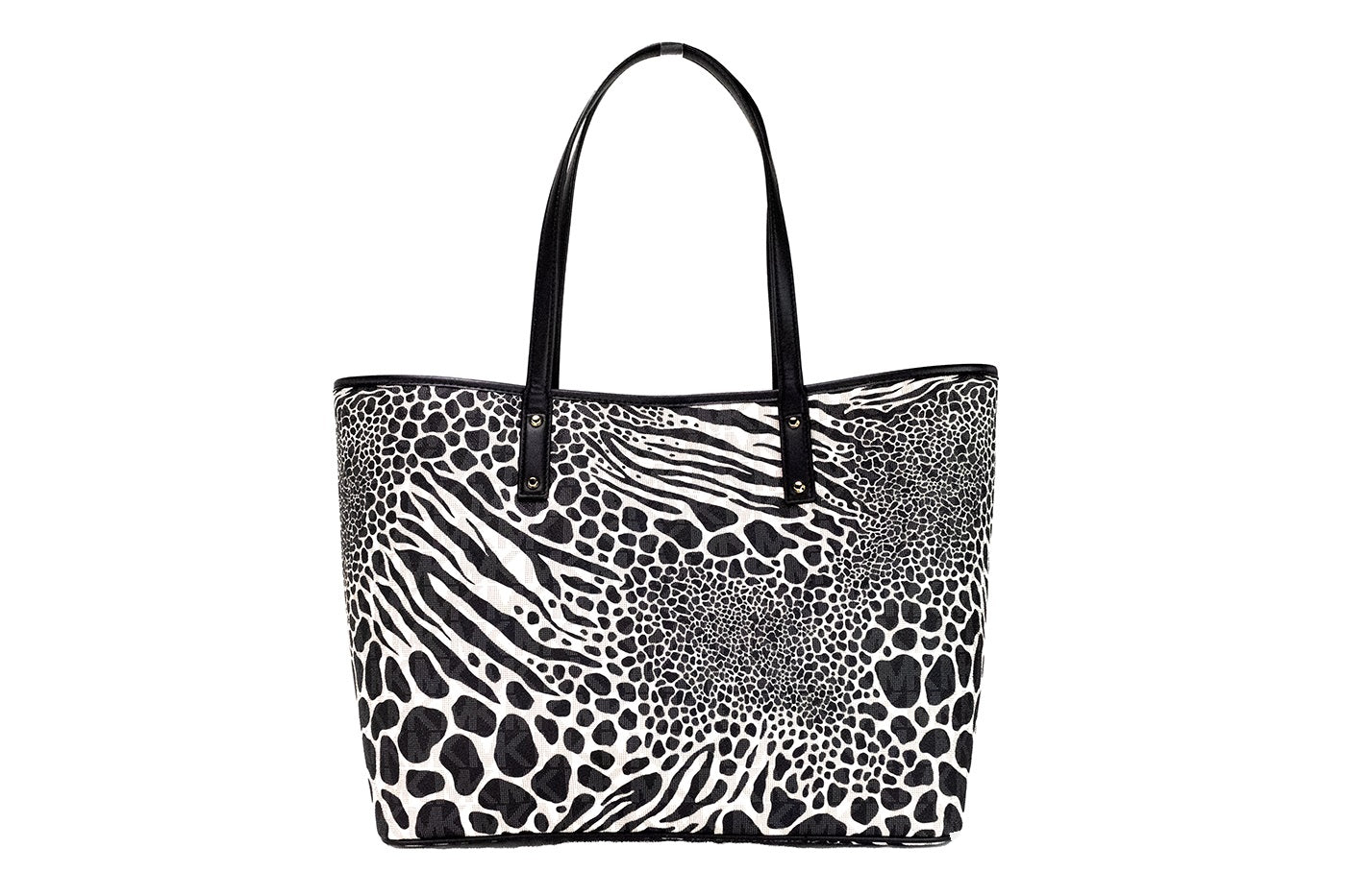 Michael Kors Carter Large Black Animal Print PVC Open Tote Shoulder Purse Bag - Ora And Co.