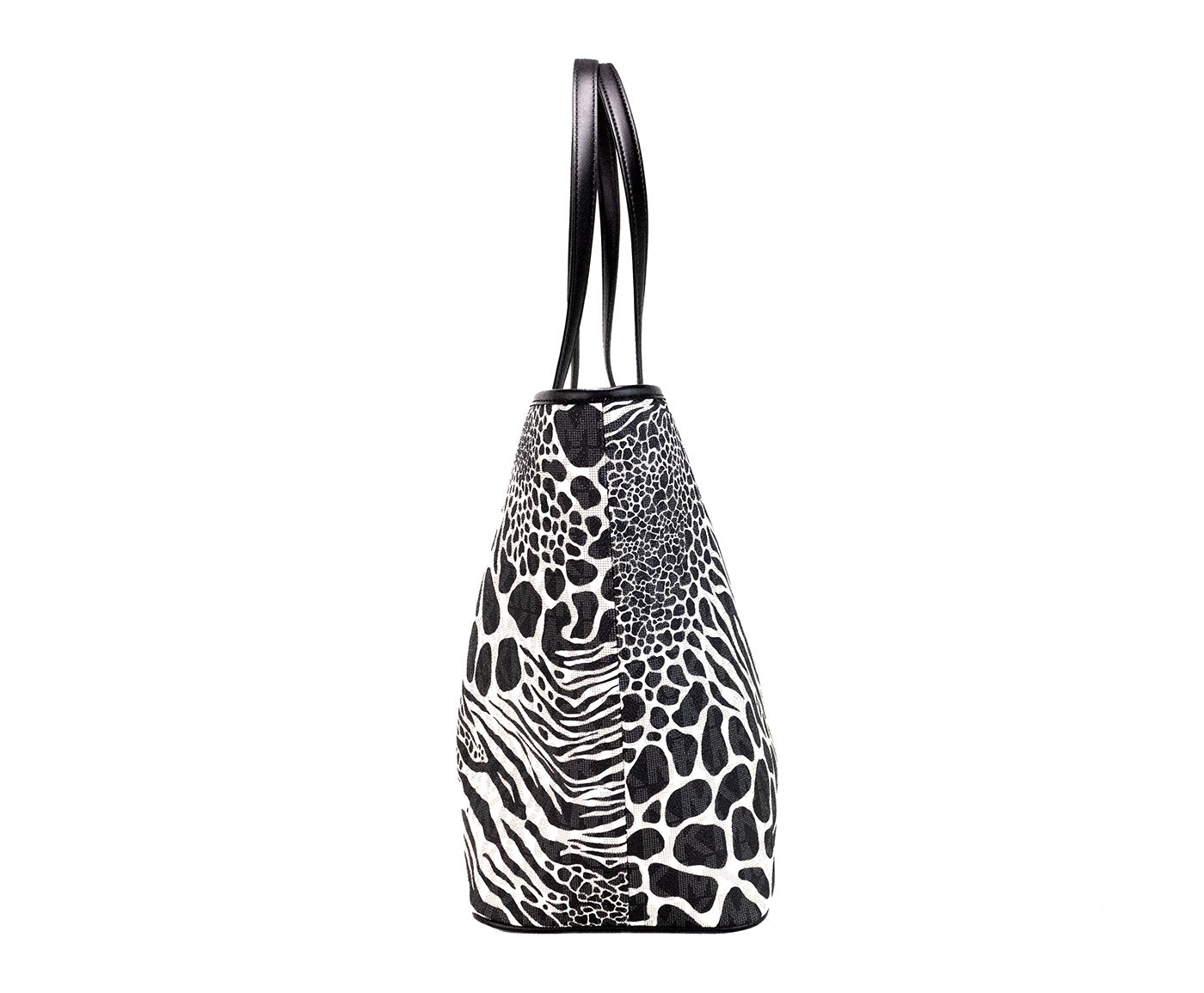 Michael Kors Carter Large Black Animal Print PVC Open Tote Shoulder Purse Bag - Ora And Co.