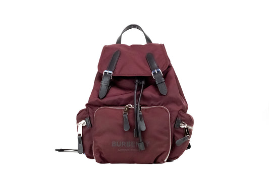 Burberry Medium Burgundy Econyl Nylon Rucksack Drawstring Backpack Bookbag - Ora And Co.