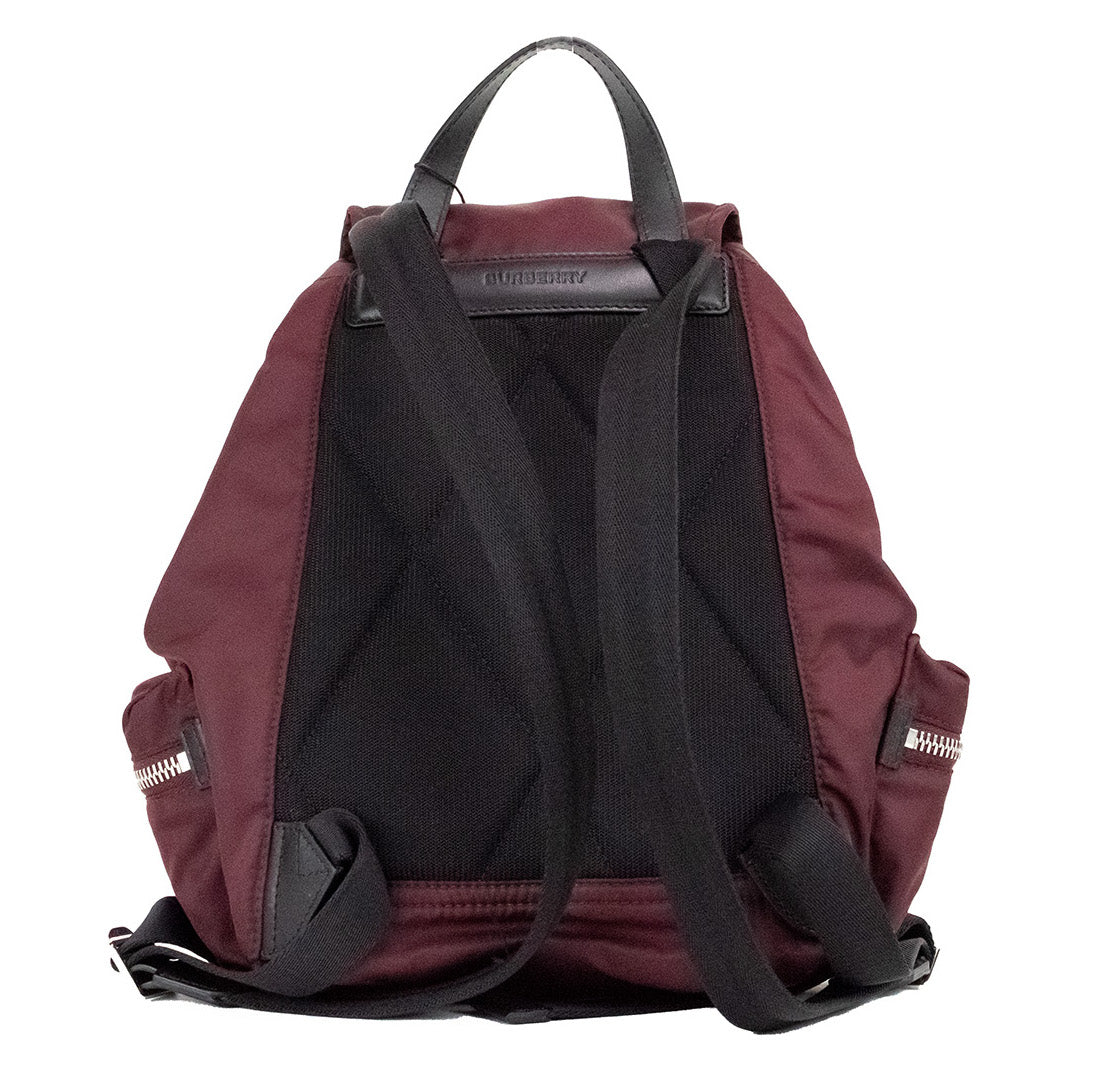 Burberry Medium Burgundy Econyl Nylon Rucksack Drawstring Backpack Bookbag - Ora And Co.