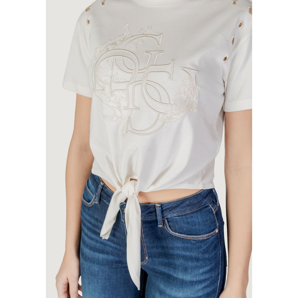 Guess Cream Cotton Tops & T-Shirt